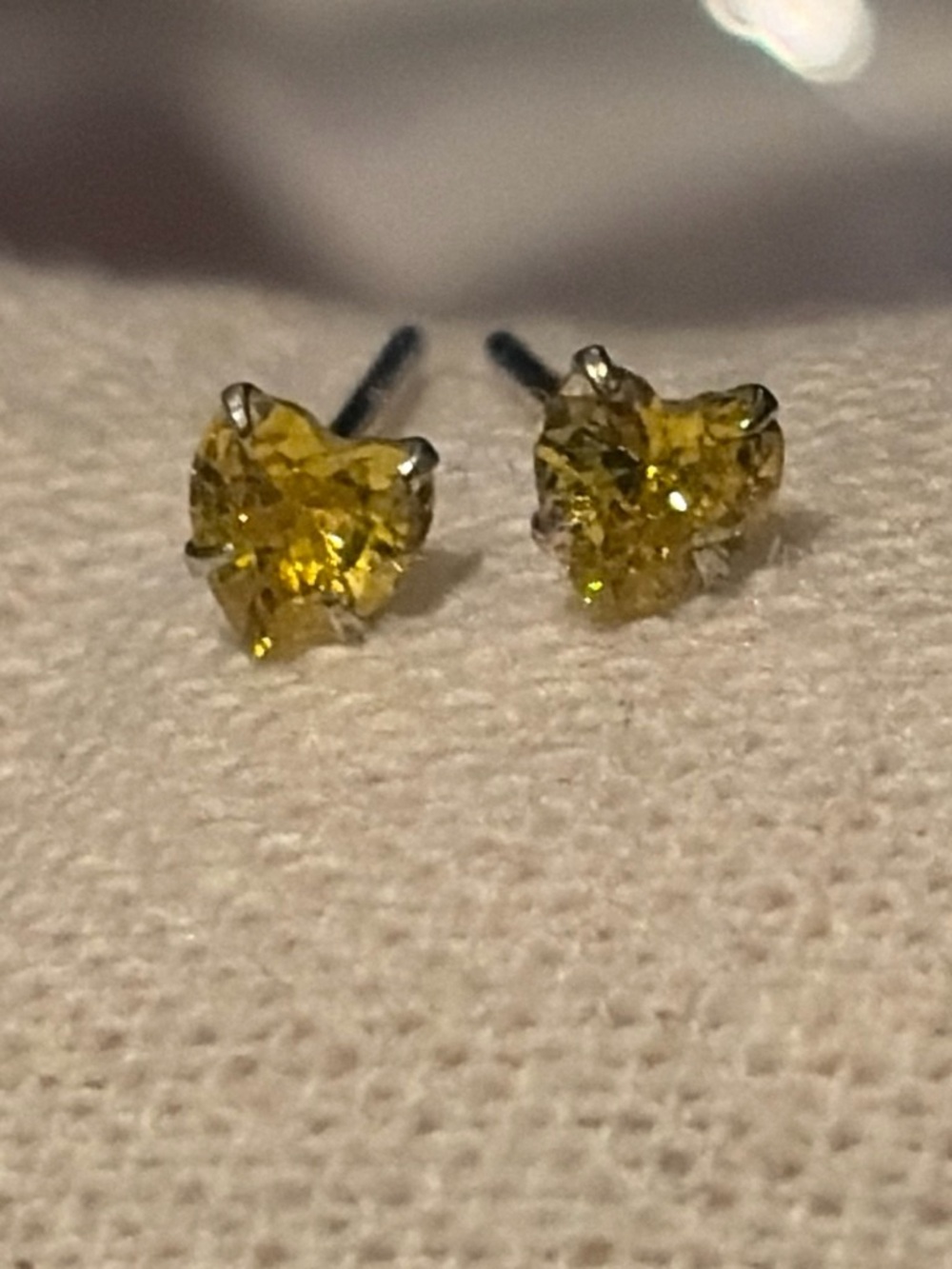 925 sterling silver Heart-Shaped Yellow Stud Earrings - Classic Women's Jewelry